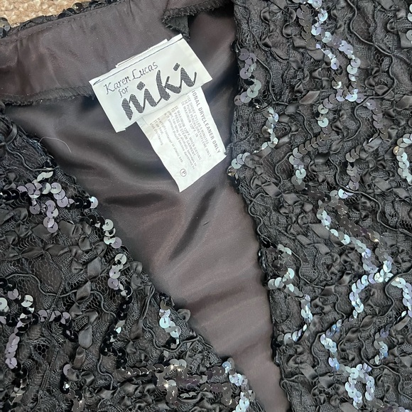 80s vintage black sequin shrug jacket party jacket - sparkle evening jacket - Picture 2 of 9